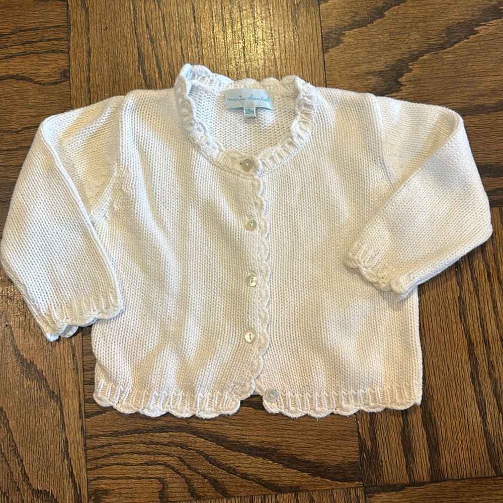 18mo Marie Chantal white cotton cardigan